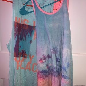 Colorful Palm Tree Tank Tops, Size Medium